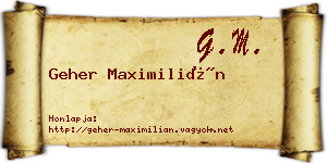 Geher Maximilián névjegykártya